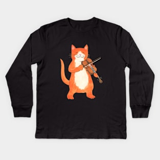 Fiddler Cat Kids Long Sleeve T-Shirt